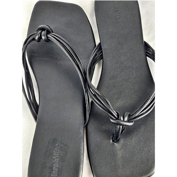 MARA & MINE LOLA WOMEN'S BLACK LEATHER THONG FLAT SANDALS - SIZE 9 - Picture 7 of 9
